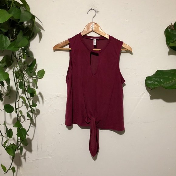 Leith Raspberry Front Tie Sleeveless Crop Top S - Picture 2 of 7